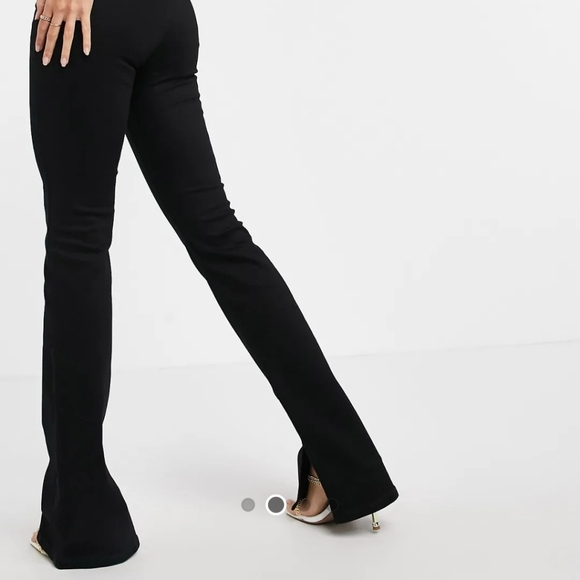 ASOS DESIGN Tall high rise Y2K stretch flare jean, Black, W 36 L 38 Size 16 Tall - Picture 3 of 4